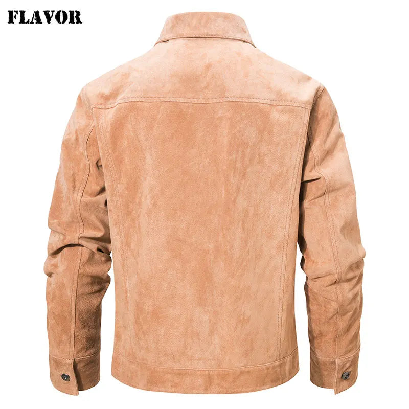 FLAVOR Men's Classic Pigskin Suede Leather Jacket