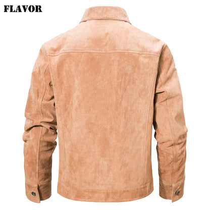FLAVOR Men's Classic Pigskin Suede Leather Jacket