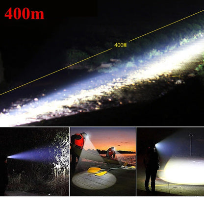 Dealonlinenz waterproof rechargeable headlamp with adjustable focus and 1600 lumens, ideal for outdoor activities and nighttime use.