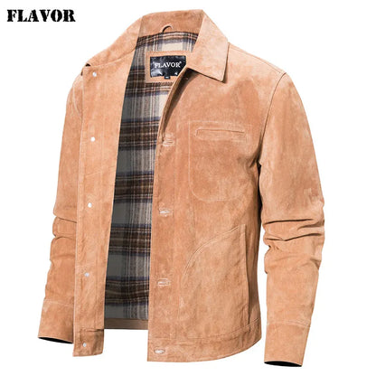 FLAVOR Men's Classic Pigskin Suede Leather Jacket