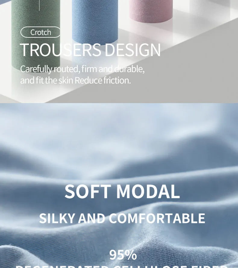 MiiOW Modal Men's Underwear 3Pcs Antibacterial Boxer Shorts - ShopHub