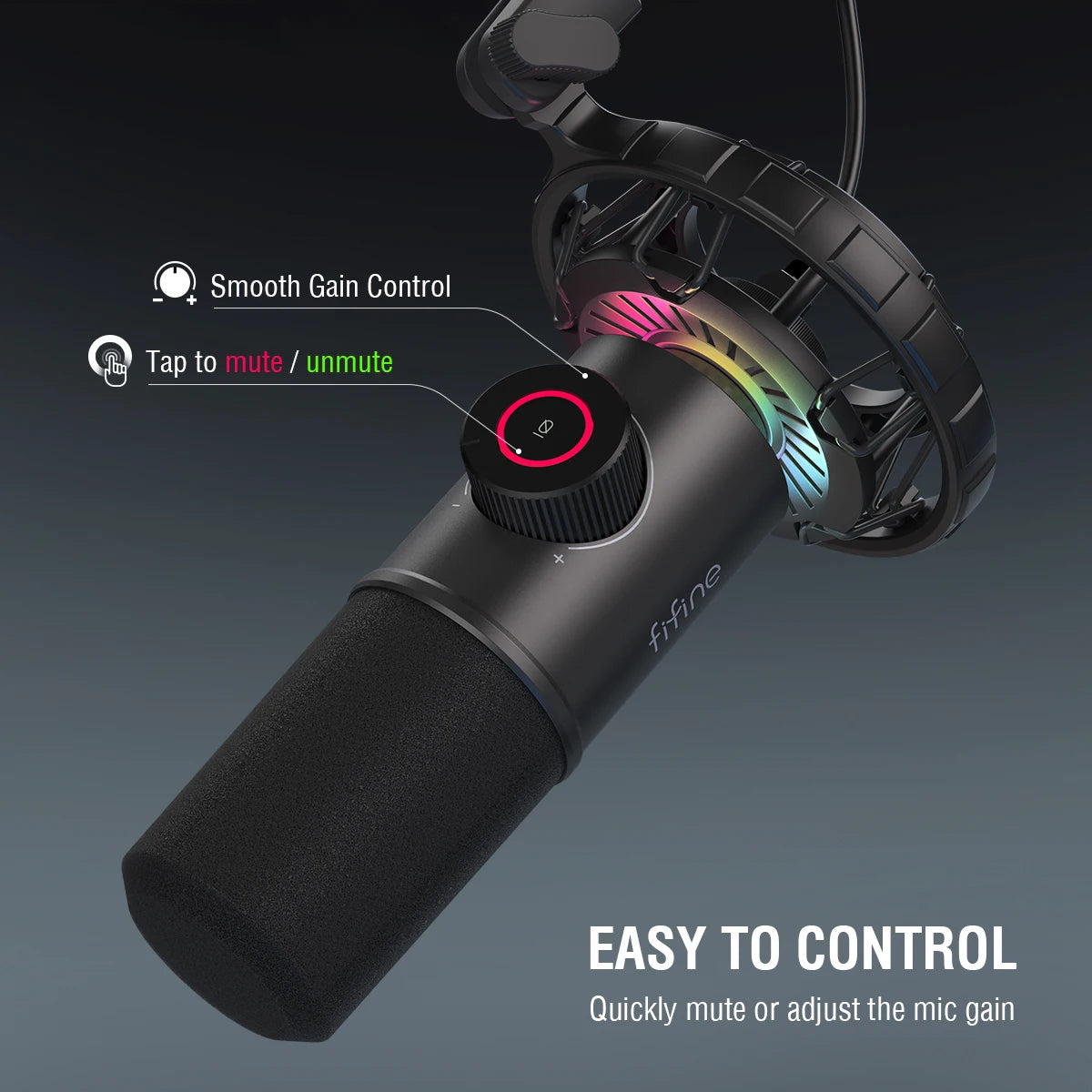 FIFINE Dynamic Microphone for Gaming: Elevate Your Audio Experience with RGB Lights and Easy Controls
