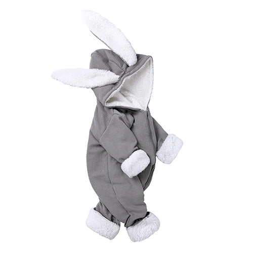 Kids Tales Tiny Trail Cotton-Blend Hooded Zip Baby Romper