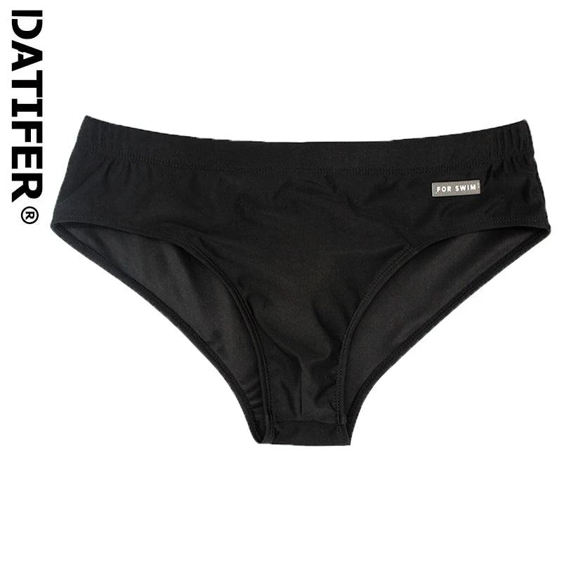 Men's navy blue swim briefs by ShopHub NZ, designed for comfort and style in the water.