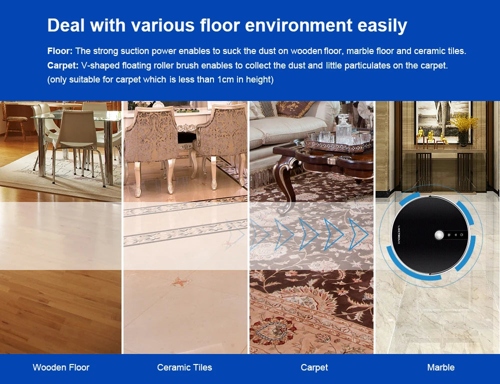 LIECTROUX Lilin C30B robot vacuum cleaner cleaning hardwood floor, showcasing its sleek design and compact size.