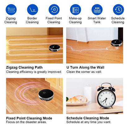 LIECTROUX LILIN C30B robot vacuum cleaner on a hardwood floor, showcasing its sleek design and compact shape.