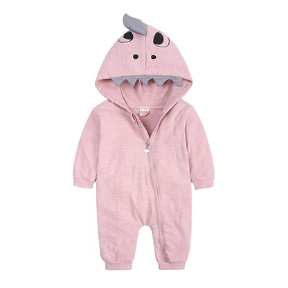Kids Tales Tiny Trail Cotton-Blend Hooded Zip Baby Romper