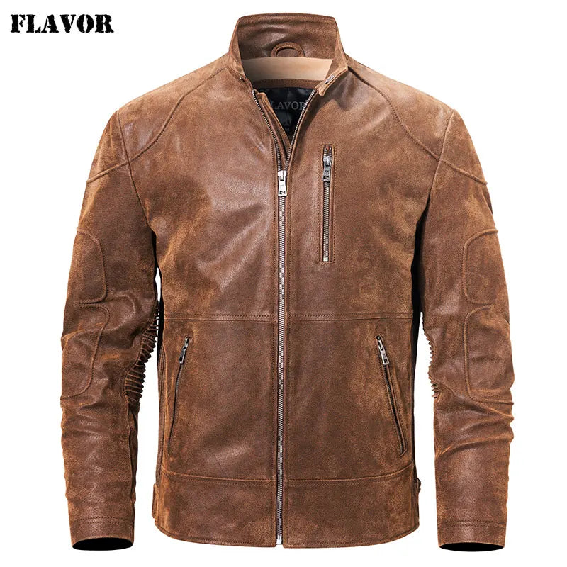 FLAVOR Men's Stand-Collar Leather Jacket – Urban Reserve