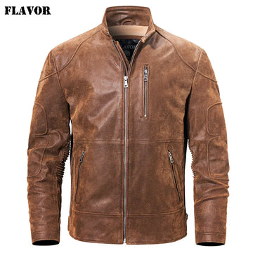 FLAVOR Men's Stand-Collar Leather Jacket – Urban Reserve