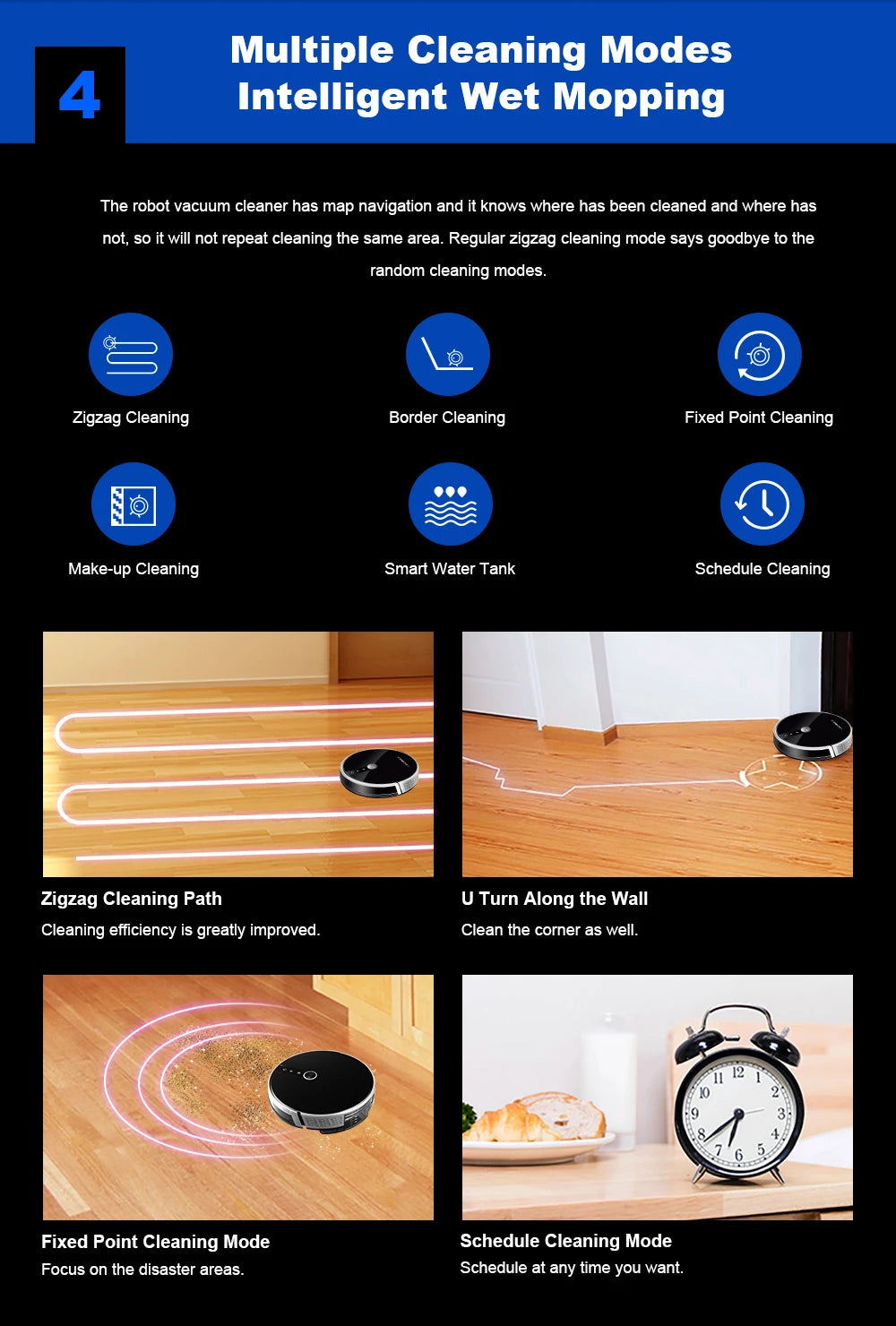 Liectroux Lilin C30B robot vacuum cleaner on a hardwood floor, demonstrating its sleek design and compact size.