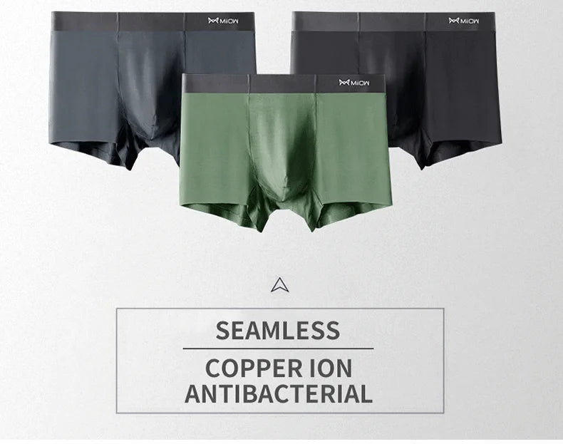 MiiOW Modal Men's Underwear 3Pcs Antibacterial Boxer Shorts - ShopHub