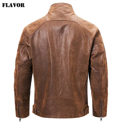 FLAVOR Men's Stand-Collar Leather Jacket – Urban Reserve
