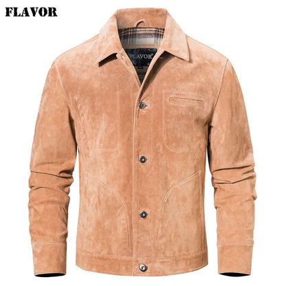 FLAVOR Men's Classic Pigskin Suede Leather Jacket