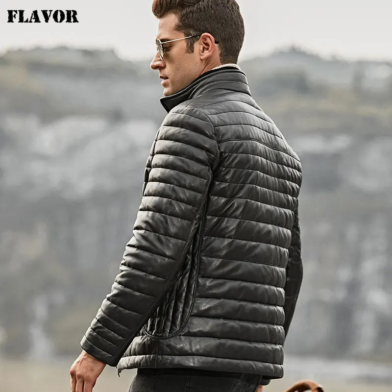 FLAVOR Men's Sheepskin Leather Winter Jacket – Alpine Noir