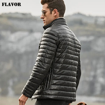 FLAVOR Men's Sheepskin Leather Winter Jacket – Alpine Noir