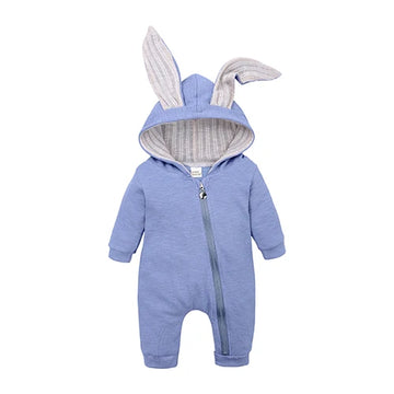 Kids Tales Tiny Trail Cotton-Blend Hooded Zip Baby Romper