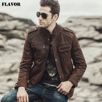 FLAVOR Men's Genuine Leather Jacket – Retro Rebel
