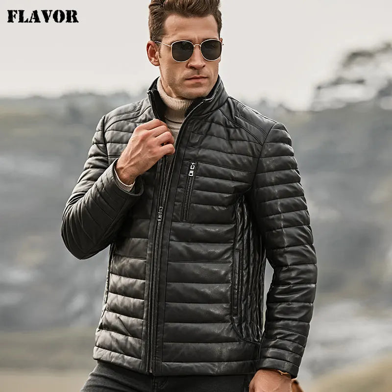 FLAVOR Men's Sheepskin Leather Winter Jacket – Alpine Noir