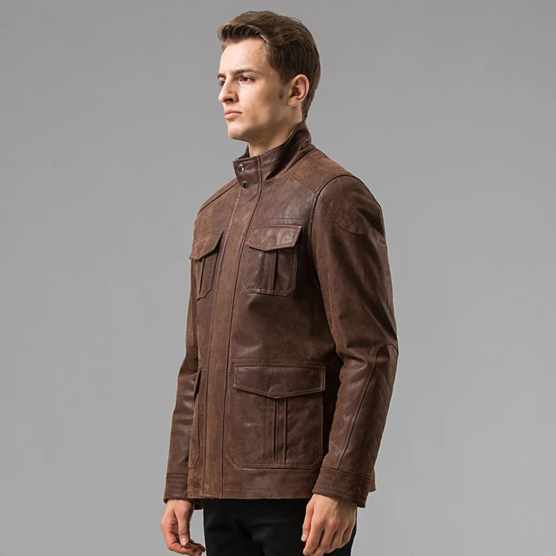 FLAVOR Men's Brown Leather Jacket – Heritage Edge