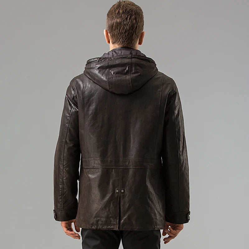 FLAVOR Men's Hooded Leather Jacket – Urban Explorer