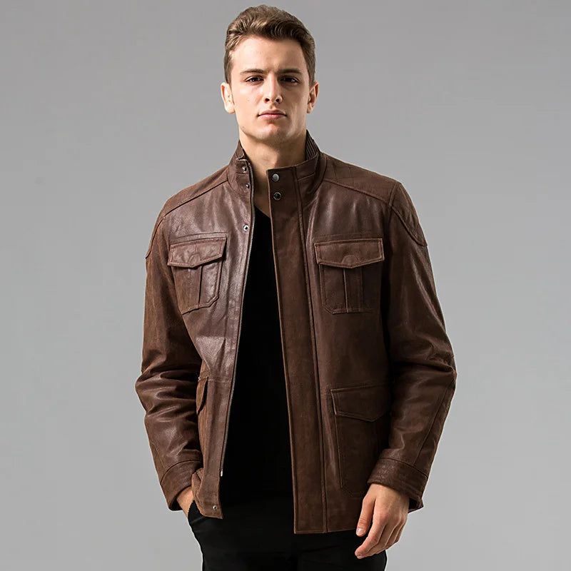 FLAVOR Men's Brown Leather Jacket – Heritage Edge