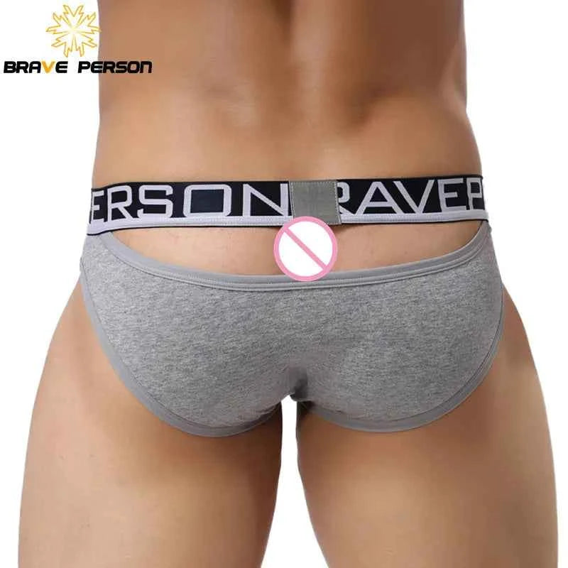 BRAVE PERSON Sexy Men's Cotton Briefs Hollow Design for Men Underwear