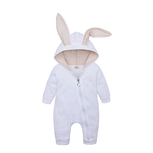 Kids Tales Tiny Trail Cotton-Blend Hooded Zip Baby Romper