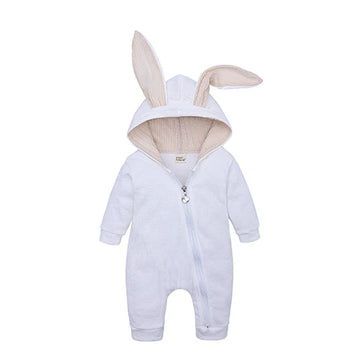 Kids Tales Tiny Trail Cotton-Blend Hooded Zip Baby Romper