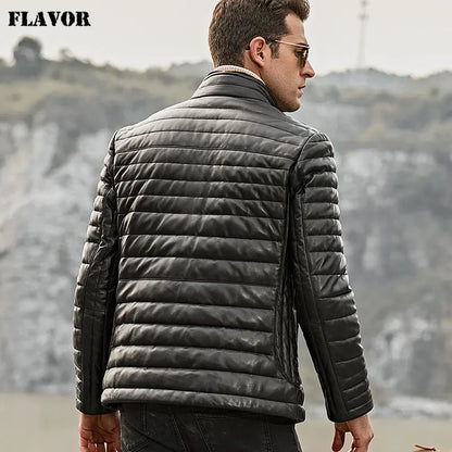 FLAVOR Men's Sheepskin Leather Winter Jacket – Alpine Noir