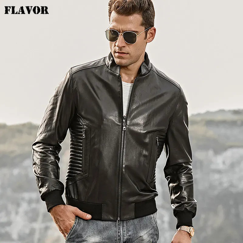 FLAVOR Men's Black Sheepskin Leather Jacket – Metro Classic