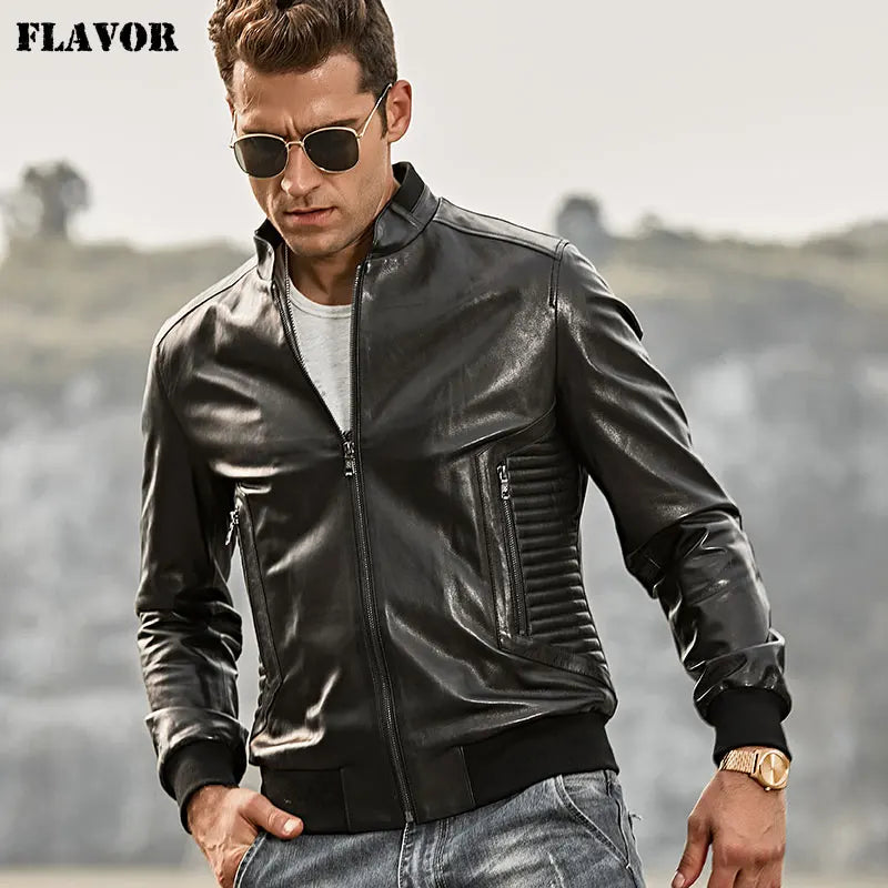 FLAVOR Men's Black Sheepskin Leather Jacket – Metro Classic