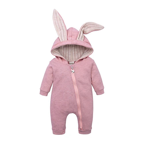 Kids Tales Tiny Trail Cotton-Blend Hooded Zip Baby Romper