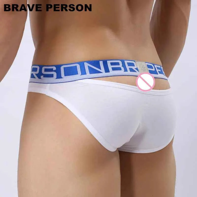 BRAVE PERSON Sexy Men's Cotton Briefs Hollow Design for Men Underwear