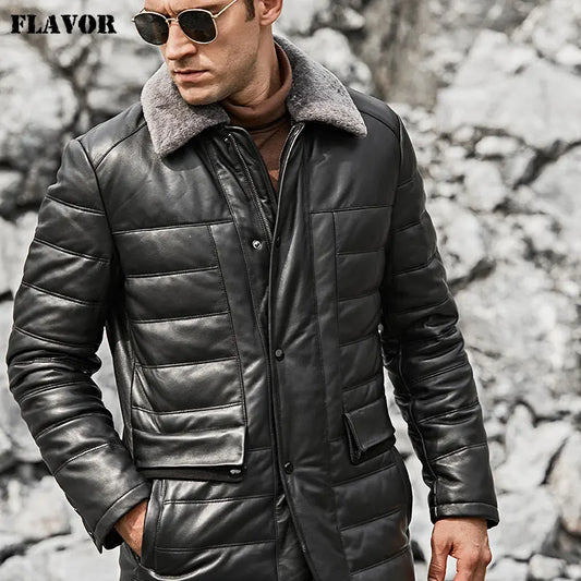 FLAVOR Midnight Men's Sheepskin Leather Winter Jacket