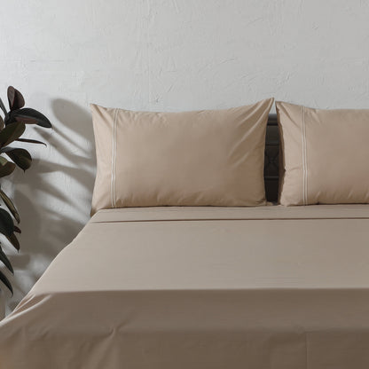 ORGANIC COTTON COLOURED SHEET SET 250TC - HUMMUS Whites of London NZ