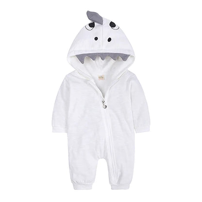 Kids Tales Tiny Trail Cotton-Blend Hooded Zip Baby Romper
