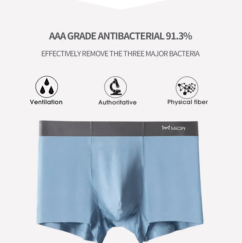 MiiOW Modal Men's Underwear 3Pcs Antibacterial Boxer Shorts - ShopHub
