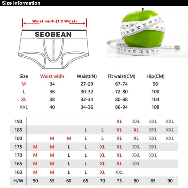 SEOBEAN Men's Low Waist Ice Silk Underwear Sexy Cartoon Pattern Half Hollow Flat Corner Briefs Youth Four Corners