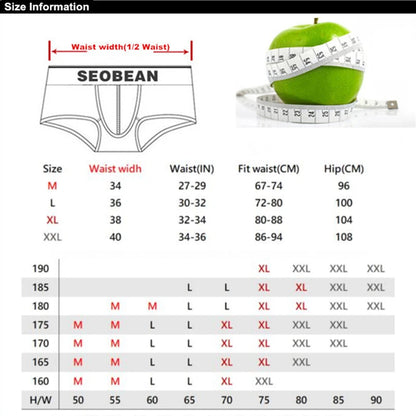 SEOBEAN Men's Low Waist Ice Silk Underwear Sexy Cartoon Pattern Half Hollow Flat Corner Briefs Youth Four Corners