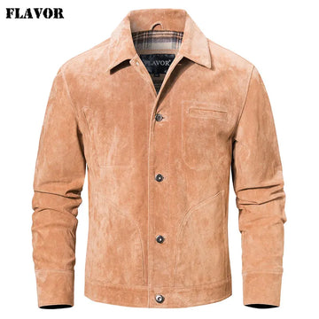FLAVOR Men's Classic Pigskin Suede Leather Jacket