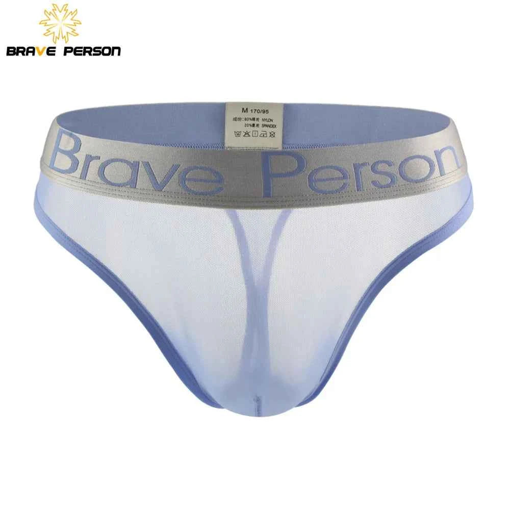 BRAVE PERSON Transparent Men's Briefs - Low-Waist Mesh Gauze Breathable Underwear