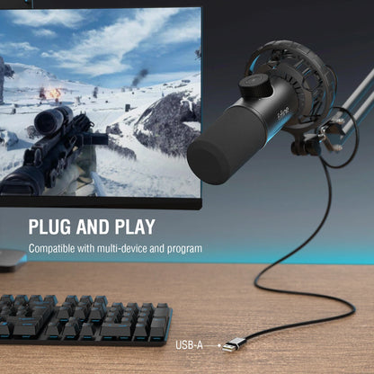 FIFINE Dynamic Microphone for Gaming: Elevate Your Audio Experience with RGB Lights and Easy Controls