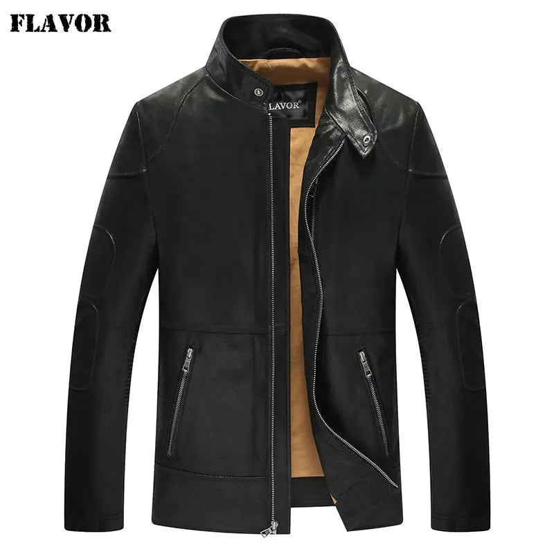 FLAVOR Men's Stand-Collar Leather Jacket – Urban Reserve