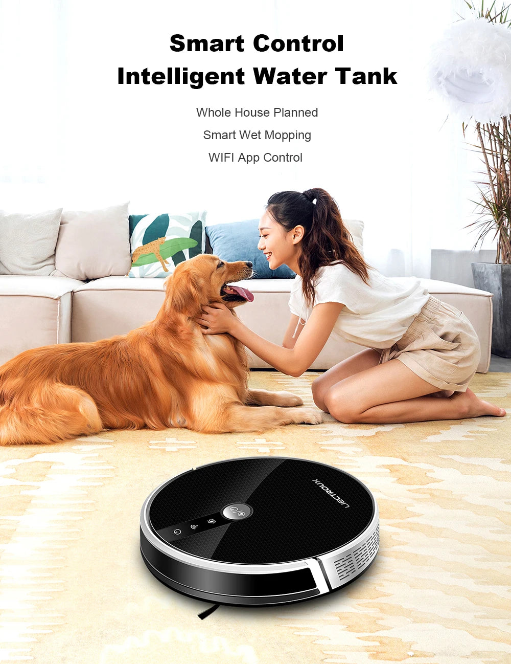 LIECTROUX LILIN C30B robot vacuum cleaner with a sleek design and cleaning brushes, suitable for hardwood and carpet floors.