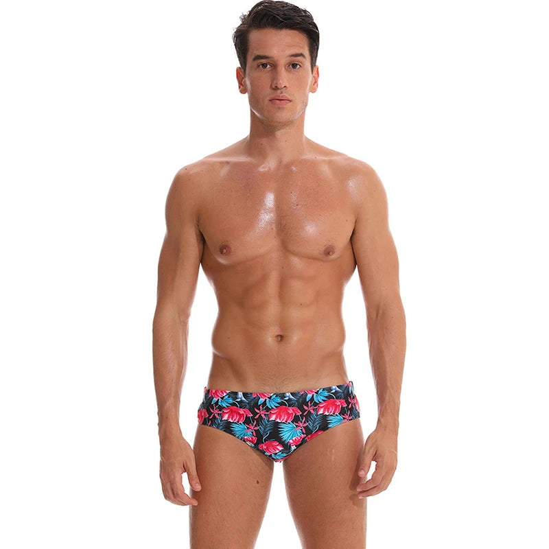 Men's low waist swim briefs by ShopHub NZ, featuring a sleek design and comfortable fit for swimming and beachwear.