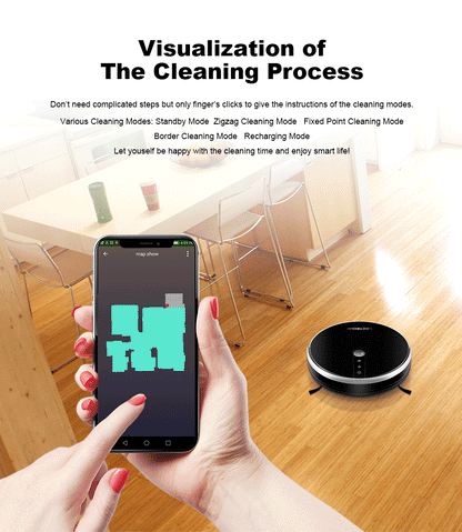 Liectroux Lilin C30B robot vacuum cleaner navigating across a modern tiled floor with a sleek design and compact shape.