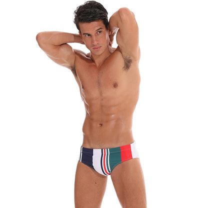 Men's low waist swim briefs by ShopHub NZ, featuring a sleek design and comfortable fit for swimming and beachwear.