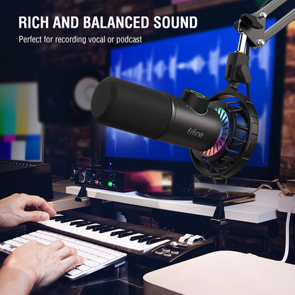 FIFINE Dynamic Microphone for Gaming: Elevate Your Audio Experience with RGB Lights and Easy Controls