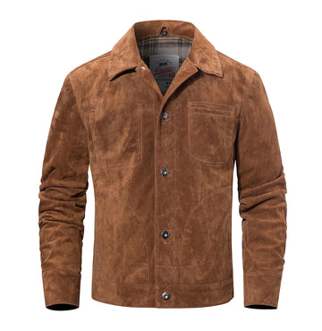 FLAVOR Men's Classic Pigskin Suede Leather Jacket