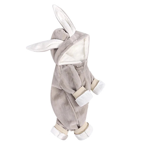 Kids Tales Tiny Trail Cotton-Blend Hooded Zip Baby Romper